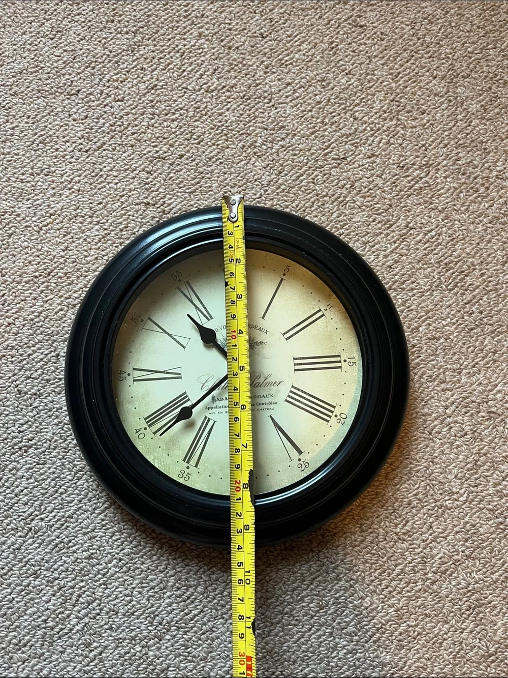 Vintage-Style Black Wall Clock 10in